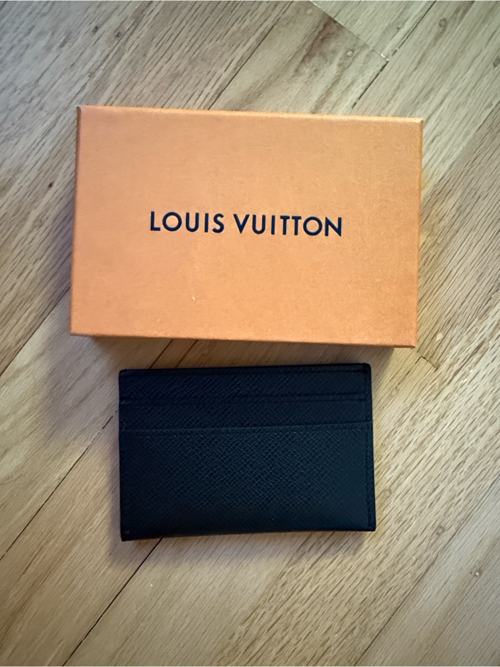 Louis Vuitton Black Card Holder with Signature Orange Box